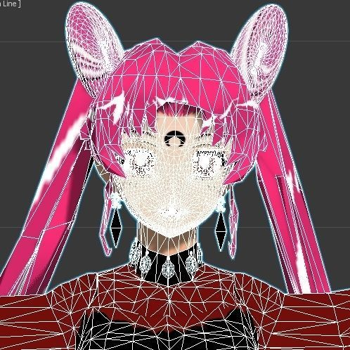 black lady sailor moon VR - AR - low-poly 3D model Low-poly 3D model_9