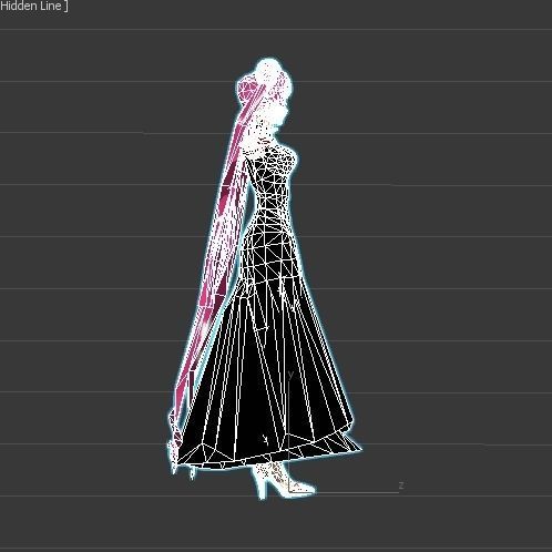 black lady sailor moon VR - AR - low-poly 3D model Low-poly 3D model_3