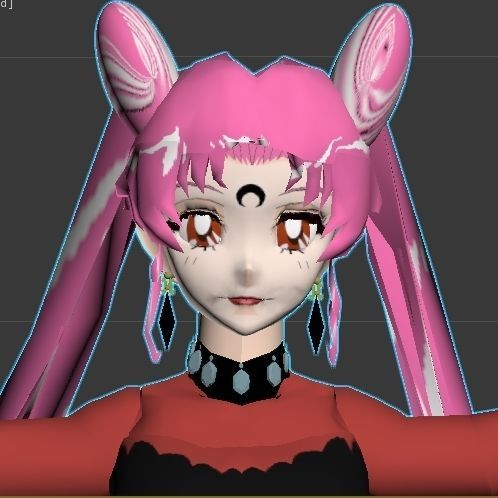 black lady sailor moon VR - AR - low-poly 3D model Low-poly 3D model_8