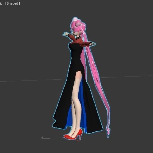 black lady sailor moon VR - AR - low-poly 3D model Low-poly 3D model_4