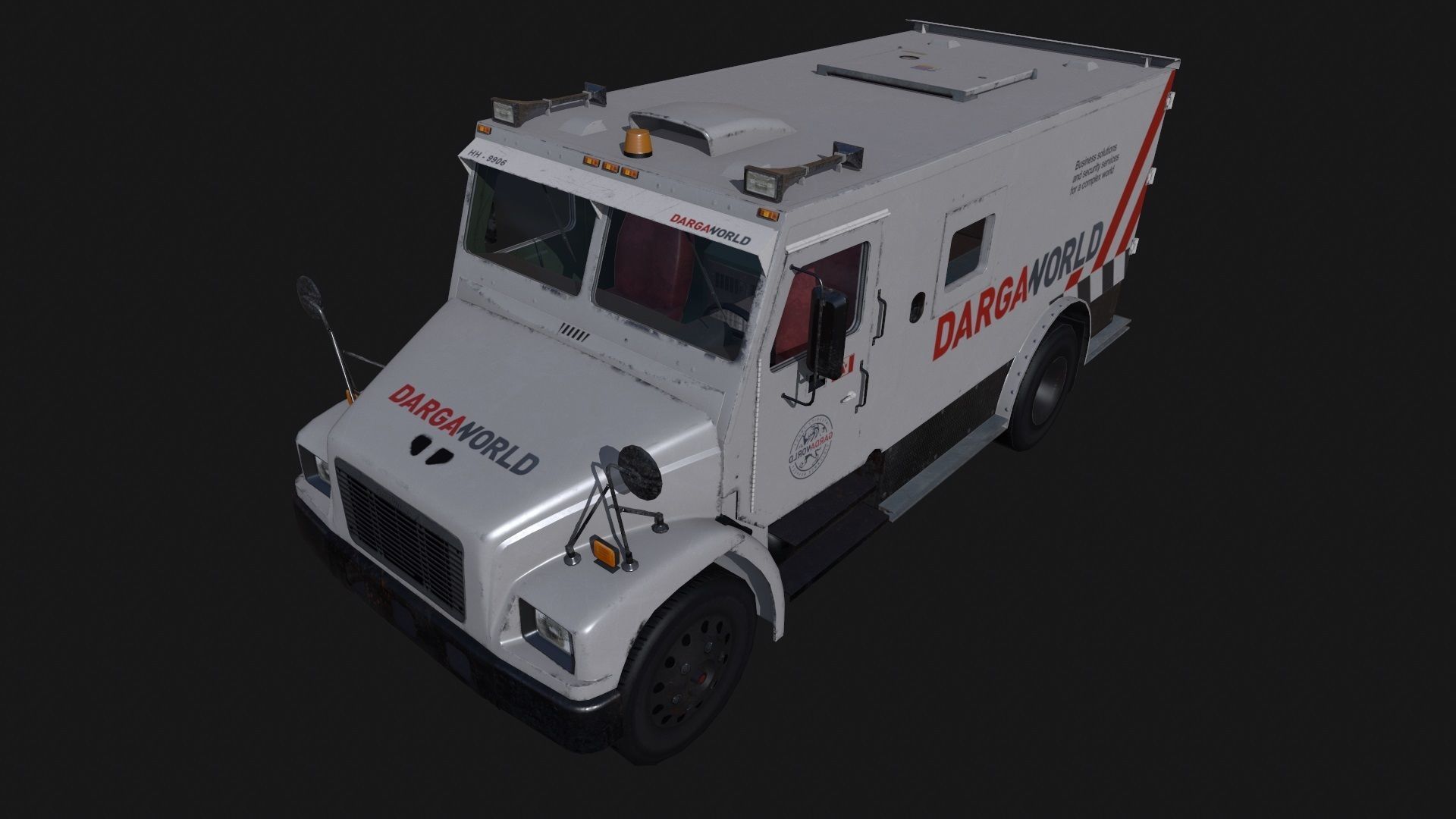 Armored Bank Truck Low-poly 3D model_3