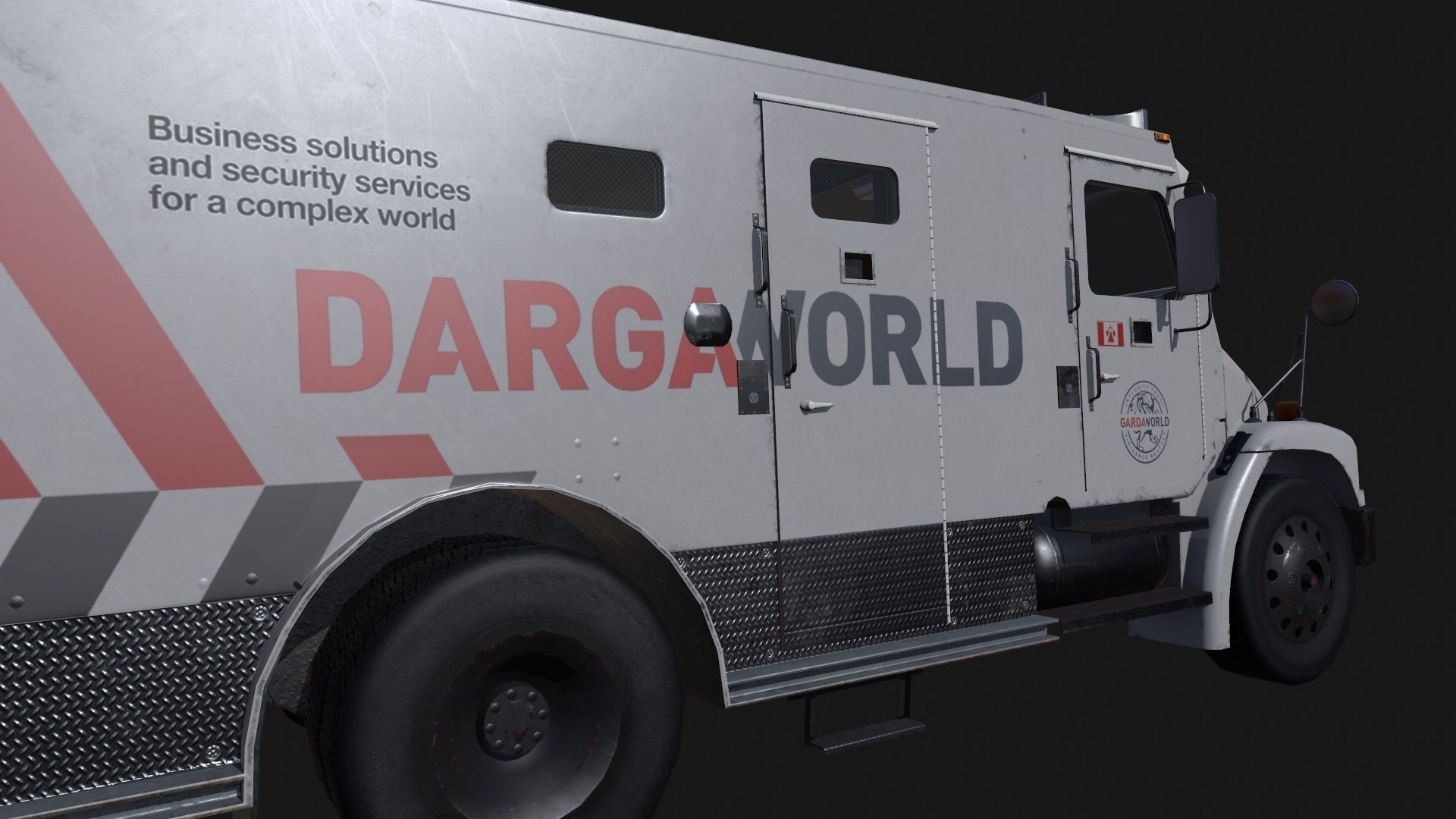 Armored Bank Truck Low-poly 3D model_5