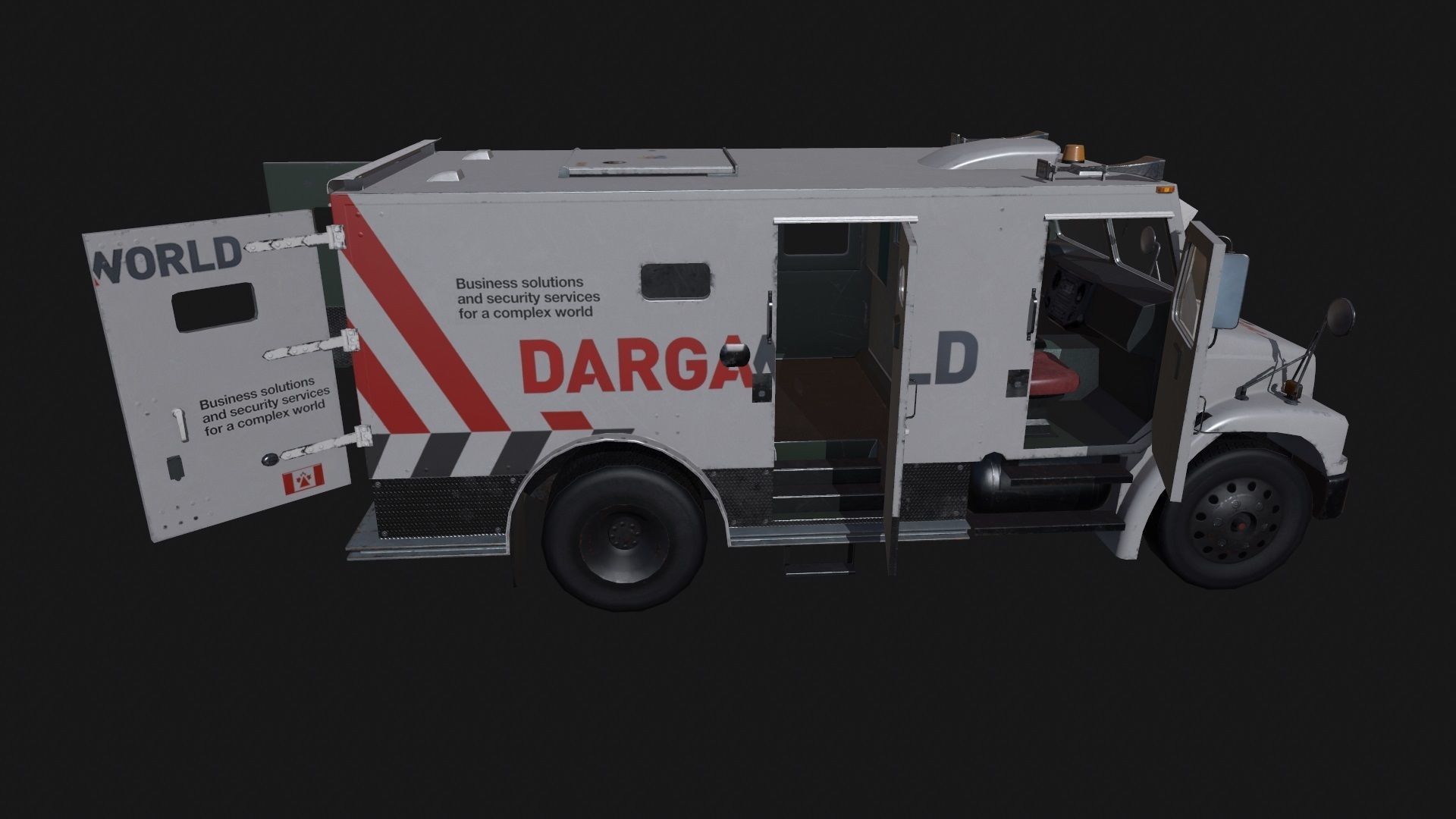 Armored Bank Truck Low-poly 3D model_16