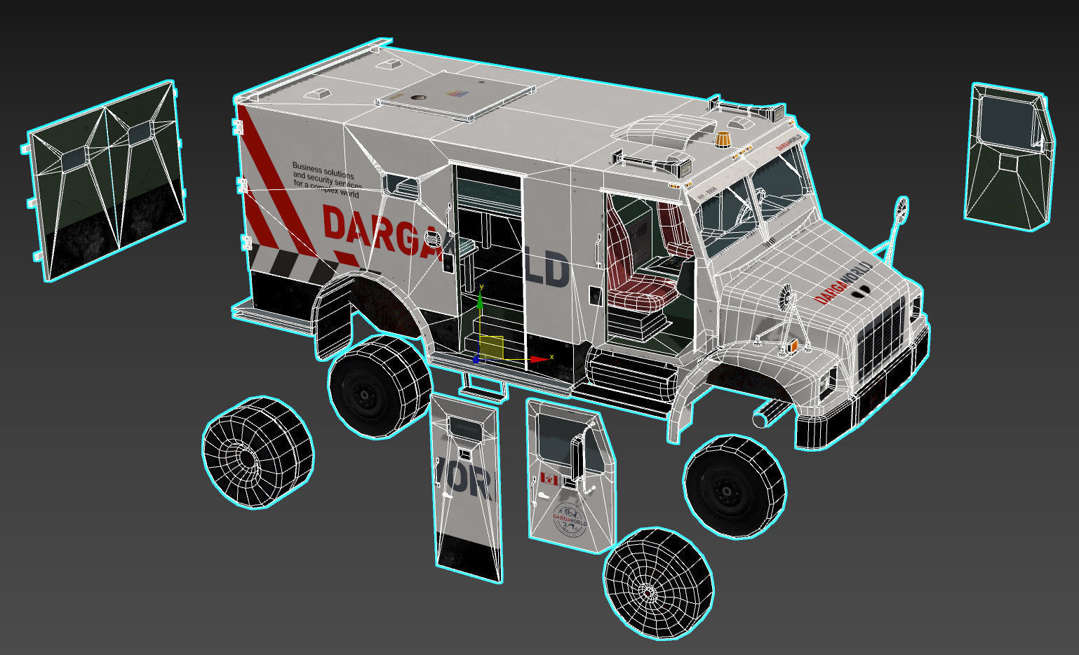 Armored Bank Truck Low-poly 3D model_17