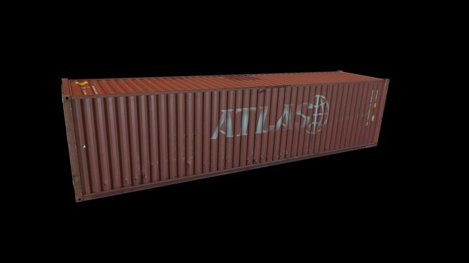 Red Shipping Container Low-poly 3D model