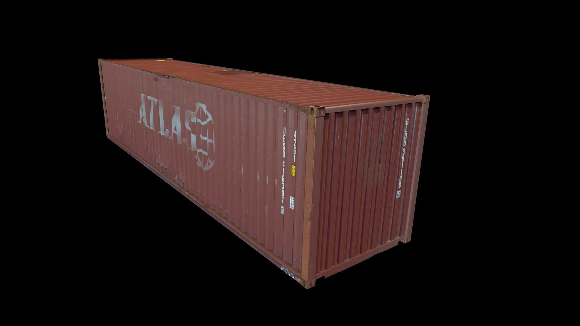Red Shipping Container Low-poly 3D model_1