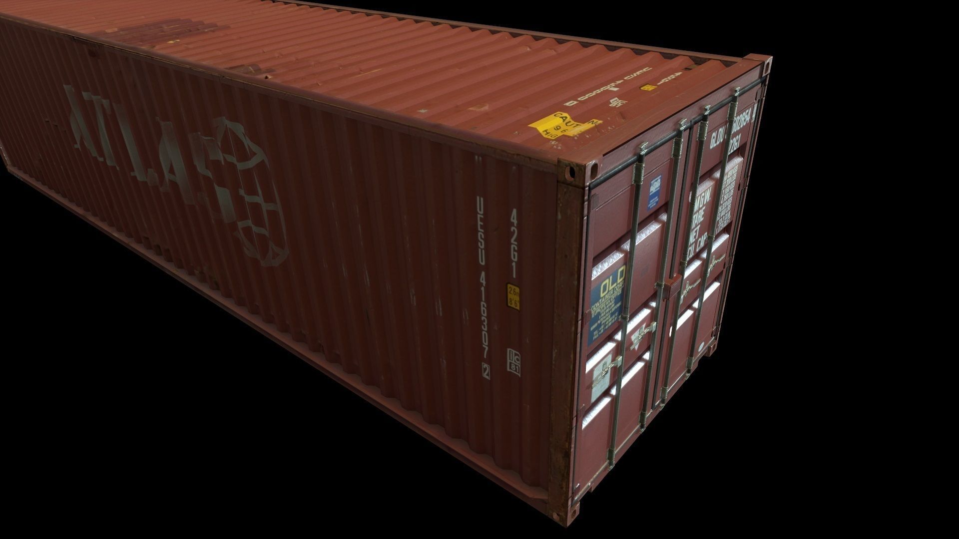 Red Shipping Container Low-poly 3D model_3