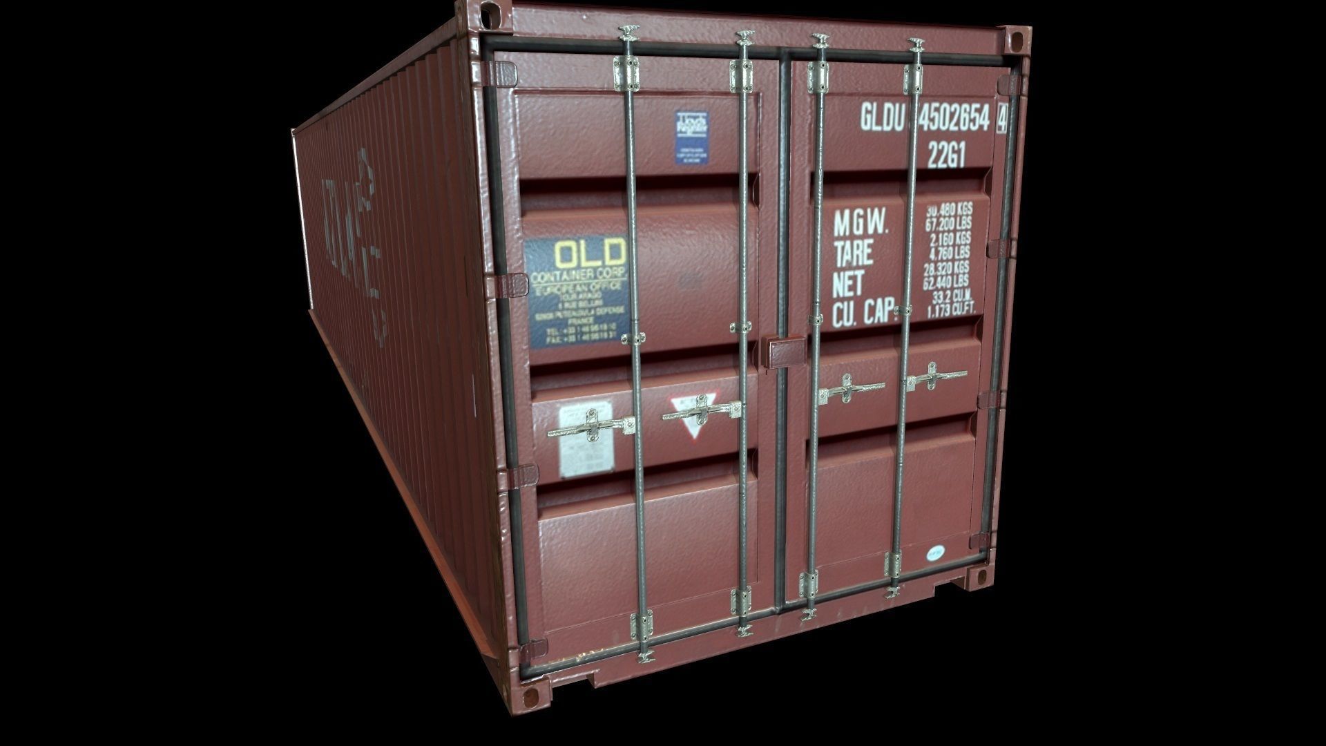 Red Shipping Container Low-poly 3D model_4