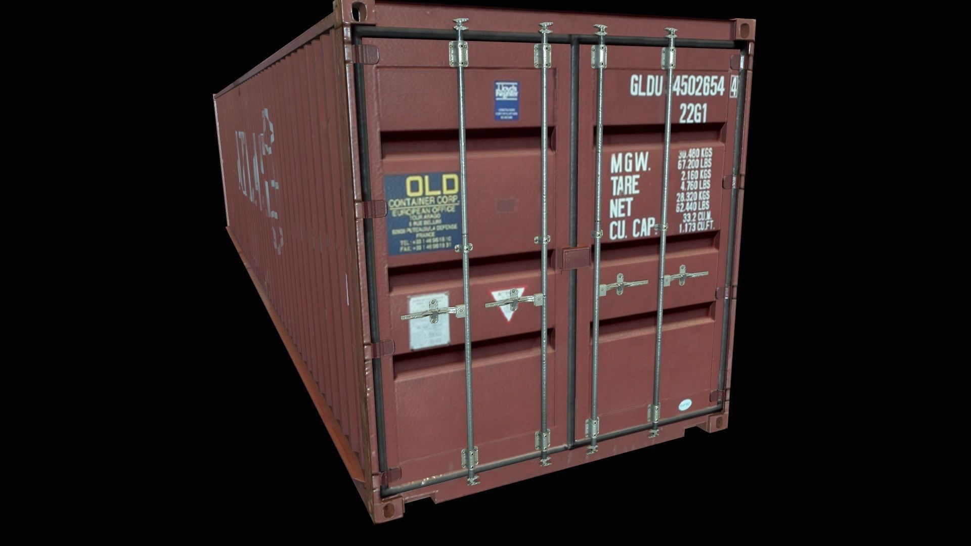 Red Shipping Container Low-poly 3D model_2