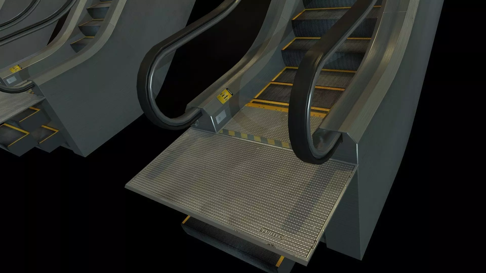 Escalators various sizes Low-poly 3D model_0