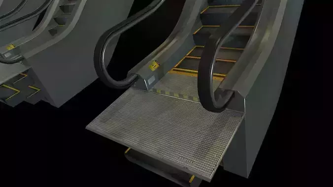 Escalators various sizes Low-poly 3D model