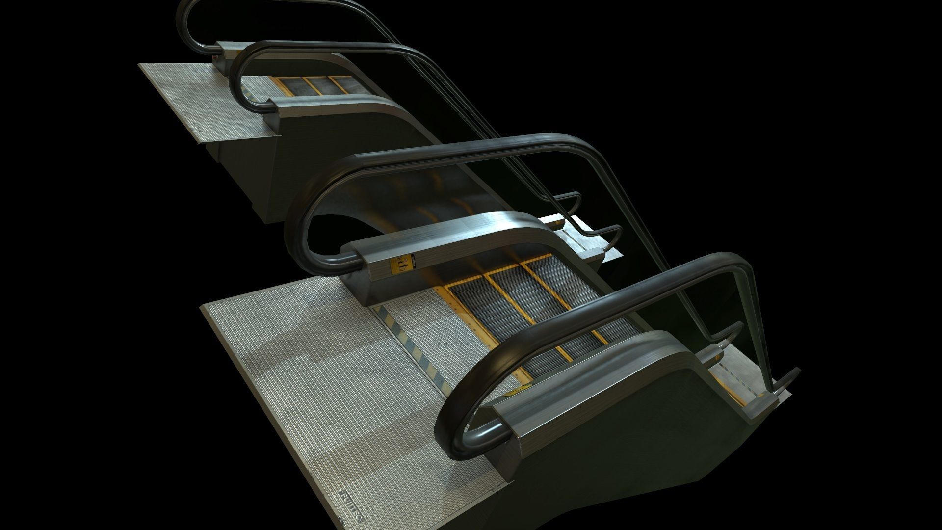 Escalators various sizes Low-poly 3D model_4