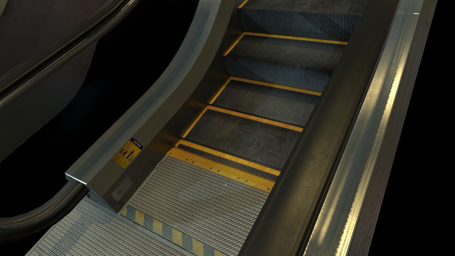 Escalators various sizes Low-poly 3D model_1