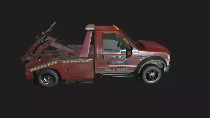 Red Tow Truck Low-poly 3D model