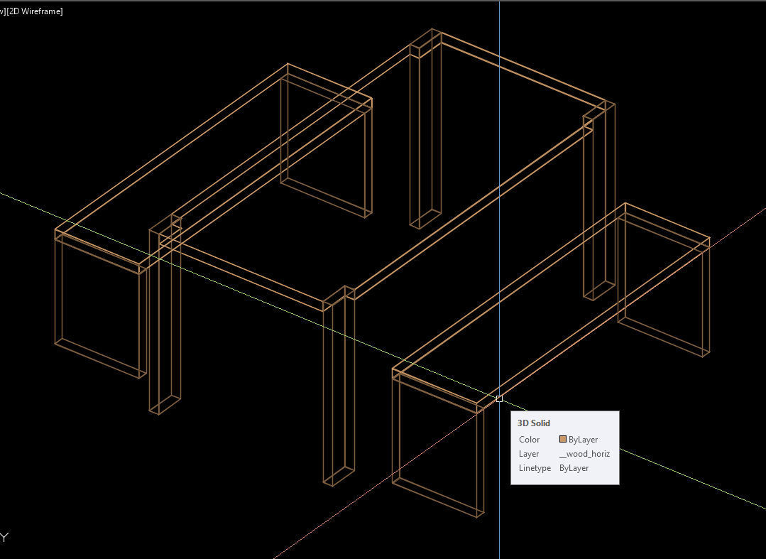 Table and benches Low-poly 3D model_5