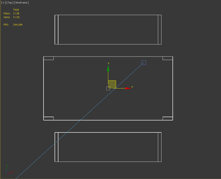 Table and benches Low-poly 3D model_3