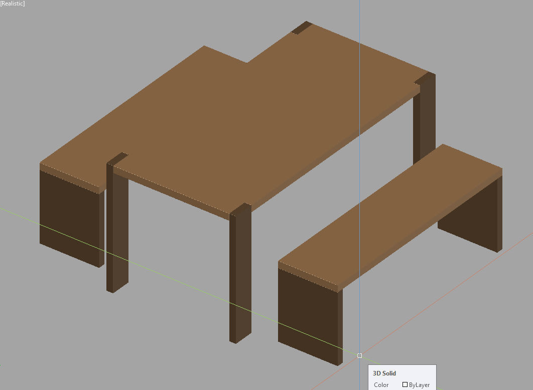 Table and benches Low-poly 3D model_4