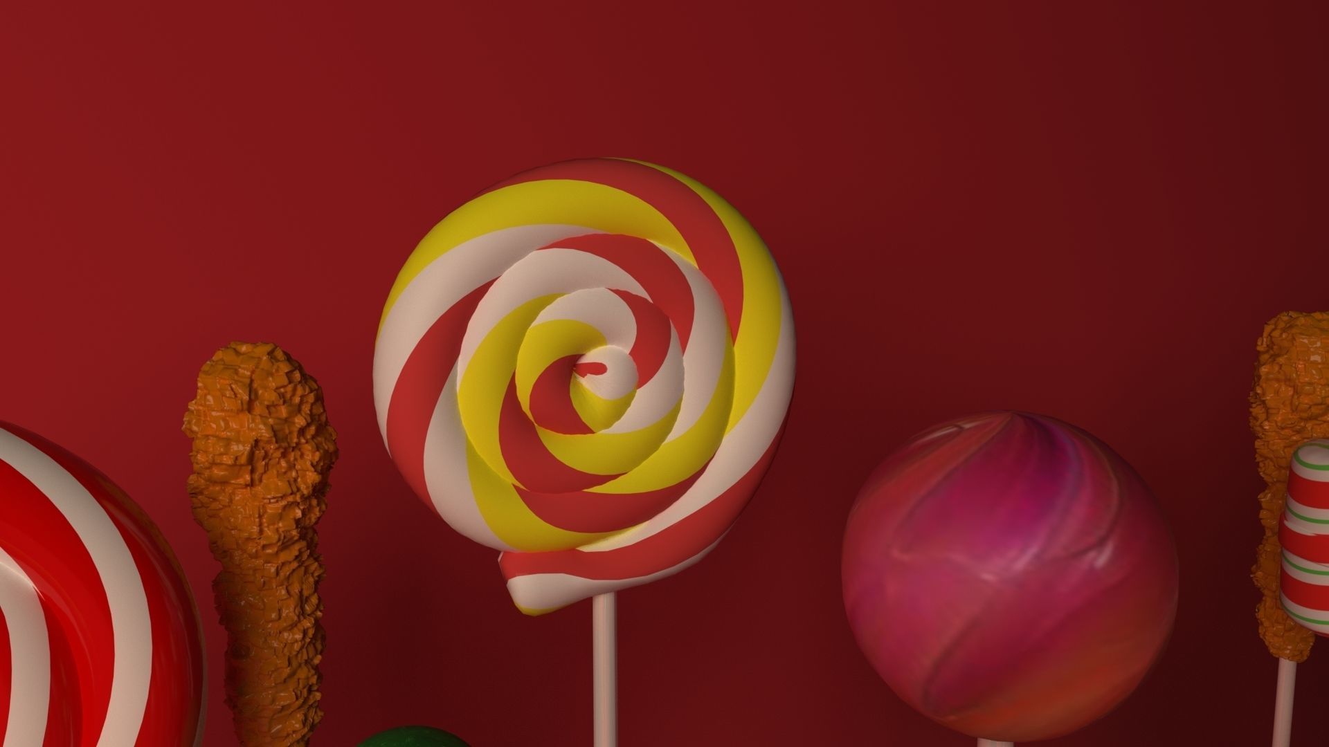 Candies Collection 3d Model lollipops 3D model_3