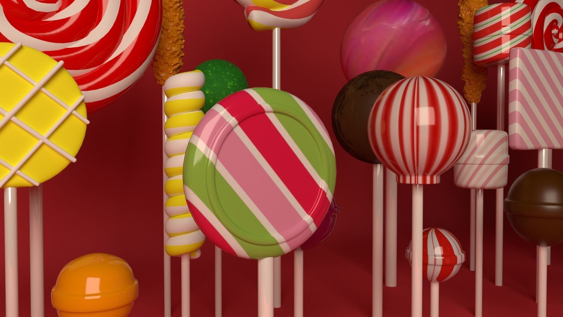 Candies Collection 3d Model lollipops 3D model_2