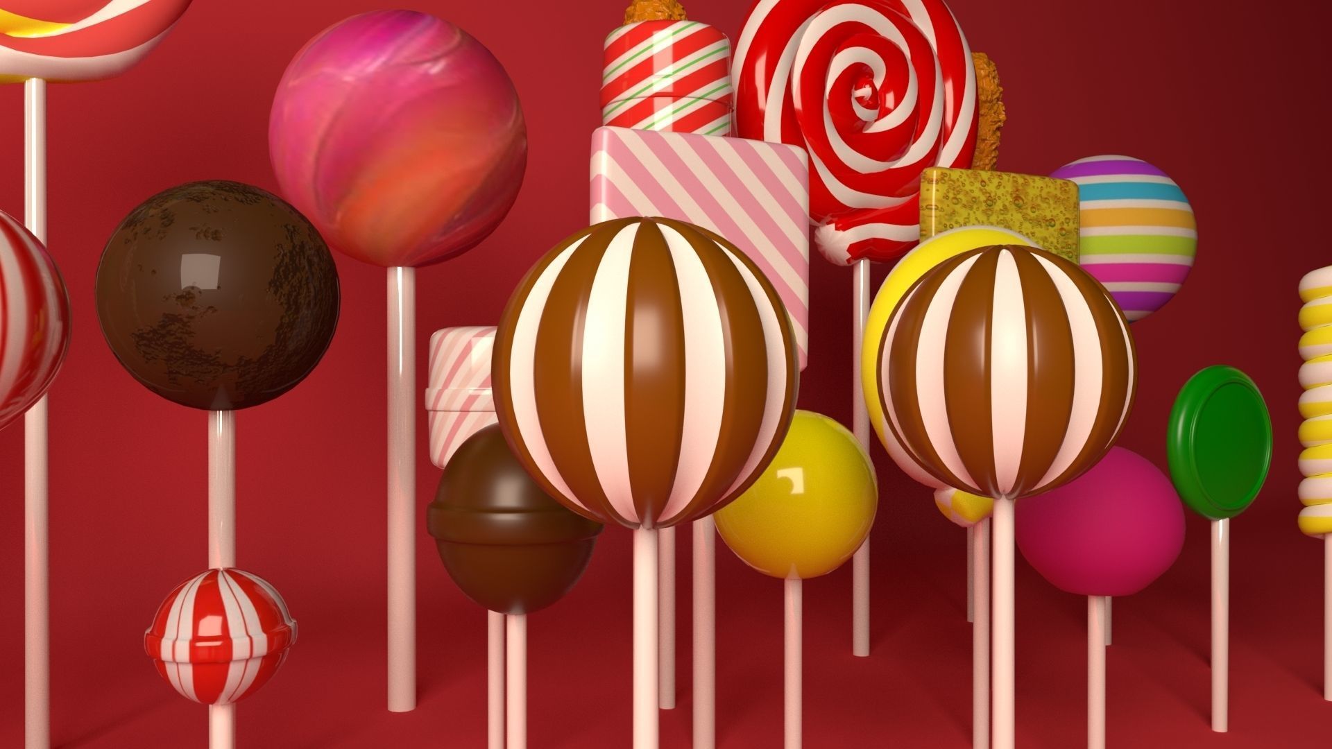 Candies Collection 3d Model lollipops 3D model_1