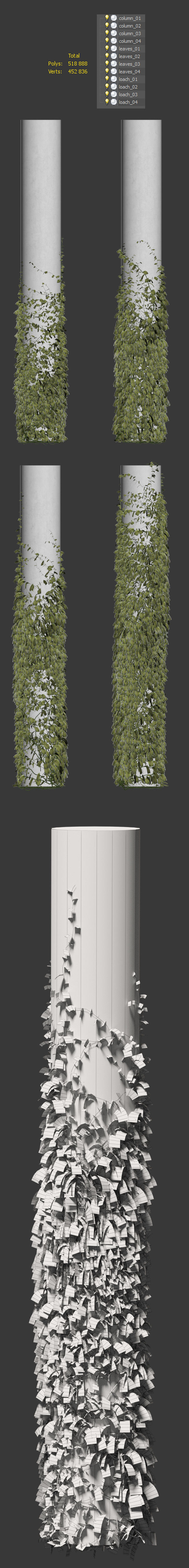 Leaves for round columns 3D model_4