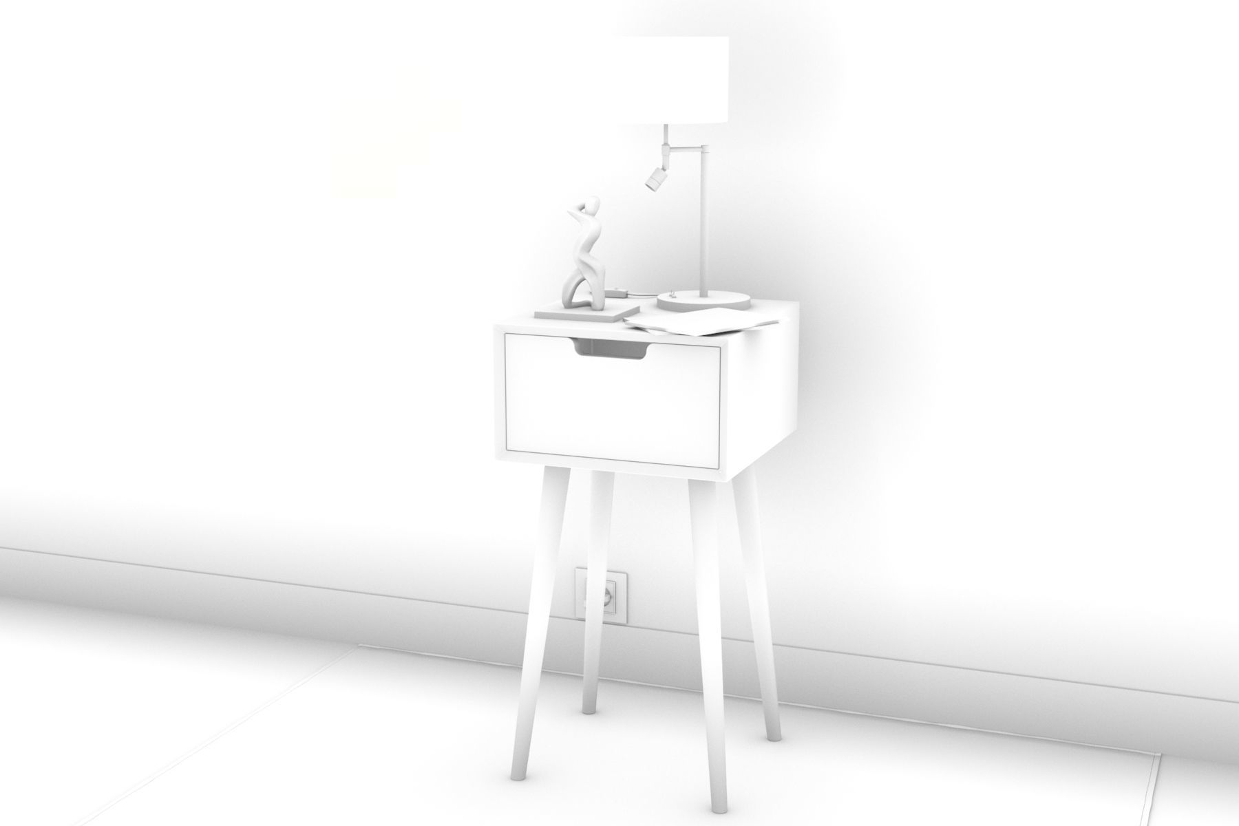 Bedside Table - Set Decoration Bedroom 01 3D model_3