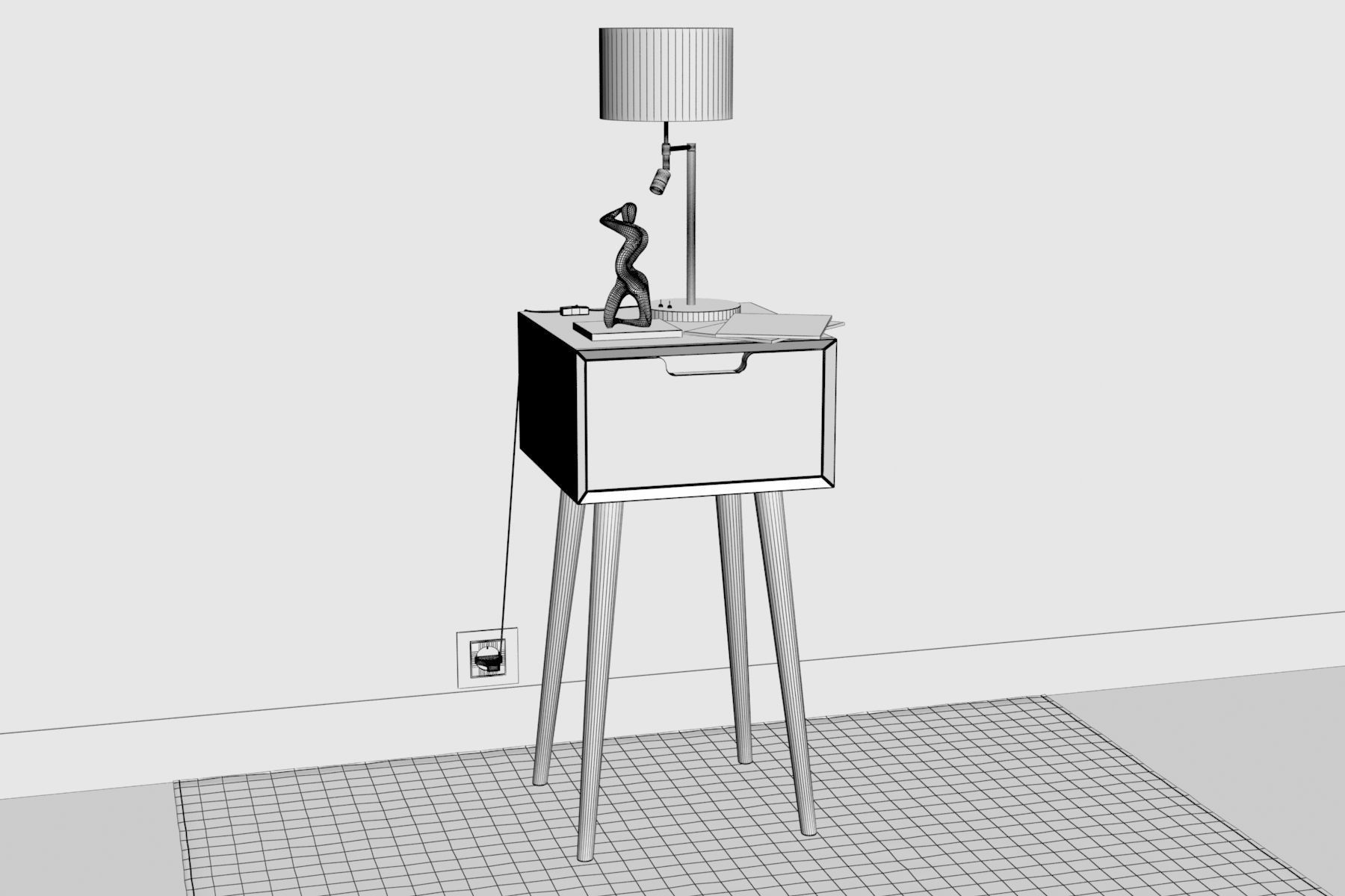 Bedside Table - Set Decoration Bedroom 01 3D model_4