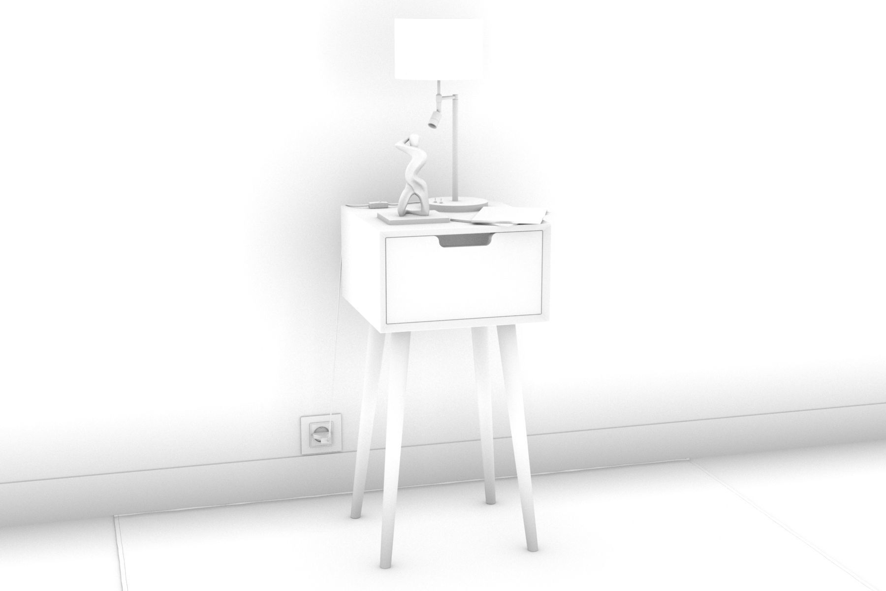 Bedside Table - Set Decoration Bedroom 01 3D model_2