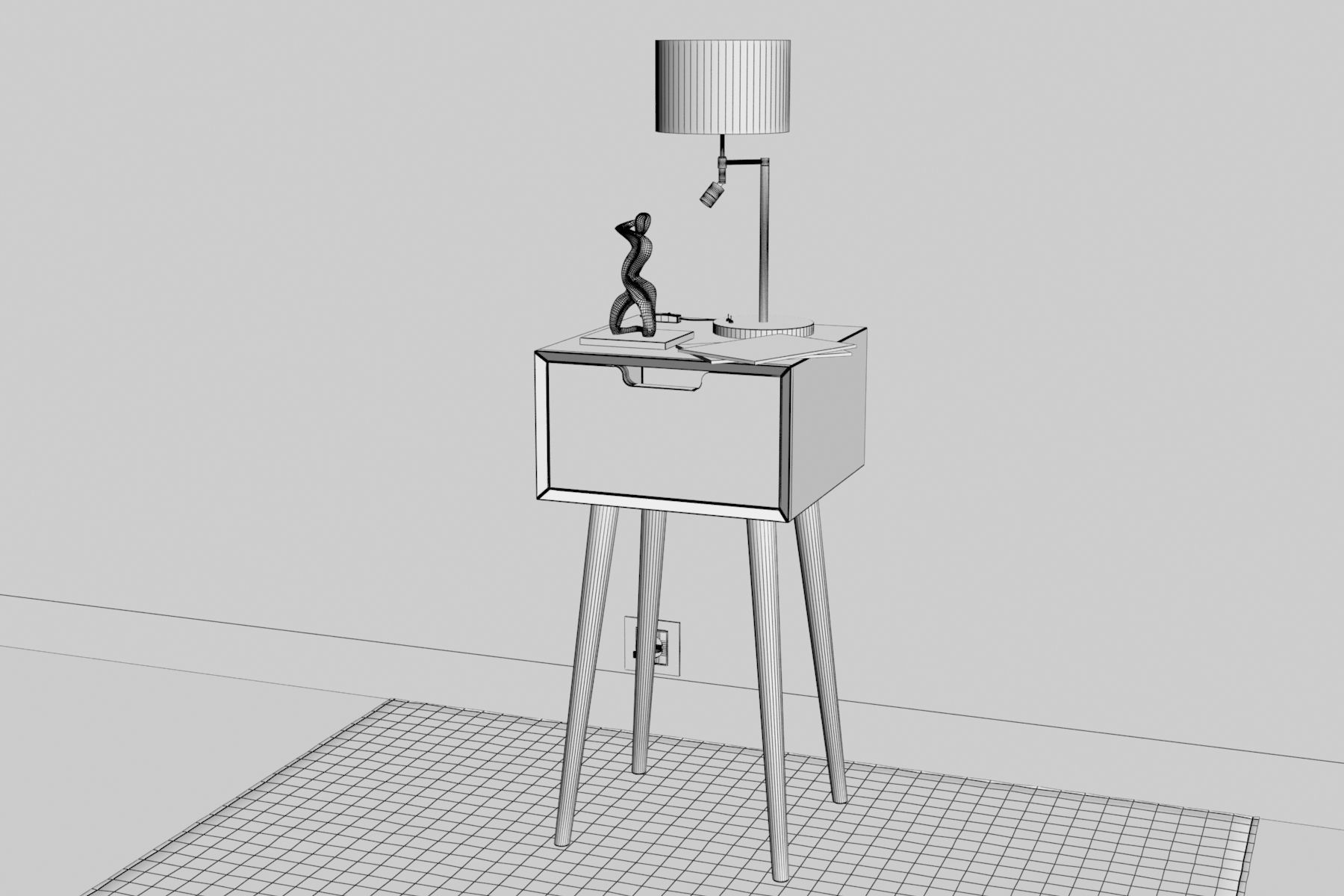 Bedside Table - Set Decoration Bedroom 01 3D model_5