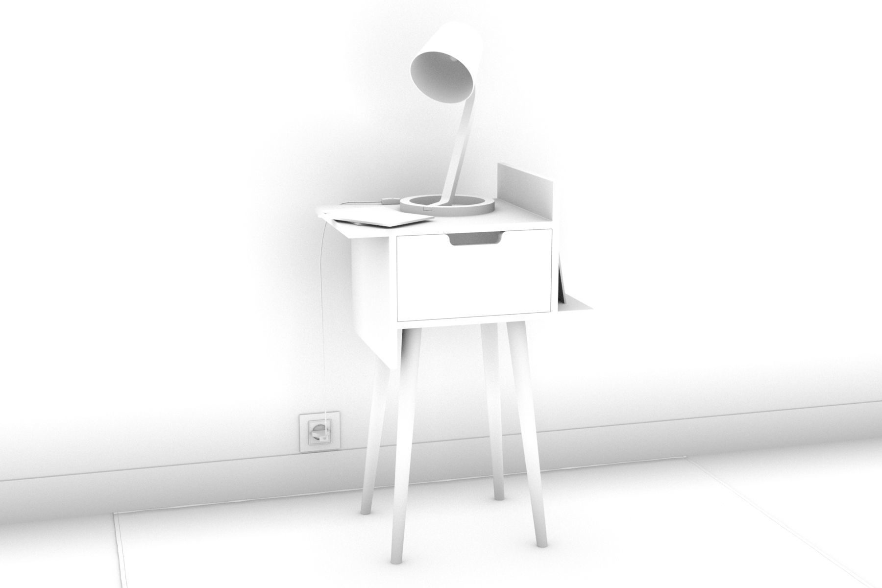 Bedside Table - Set Decoration Bedroom 02 3D model_2