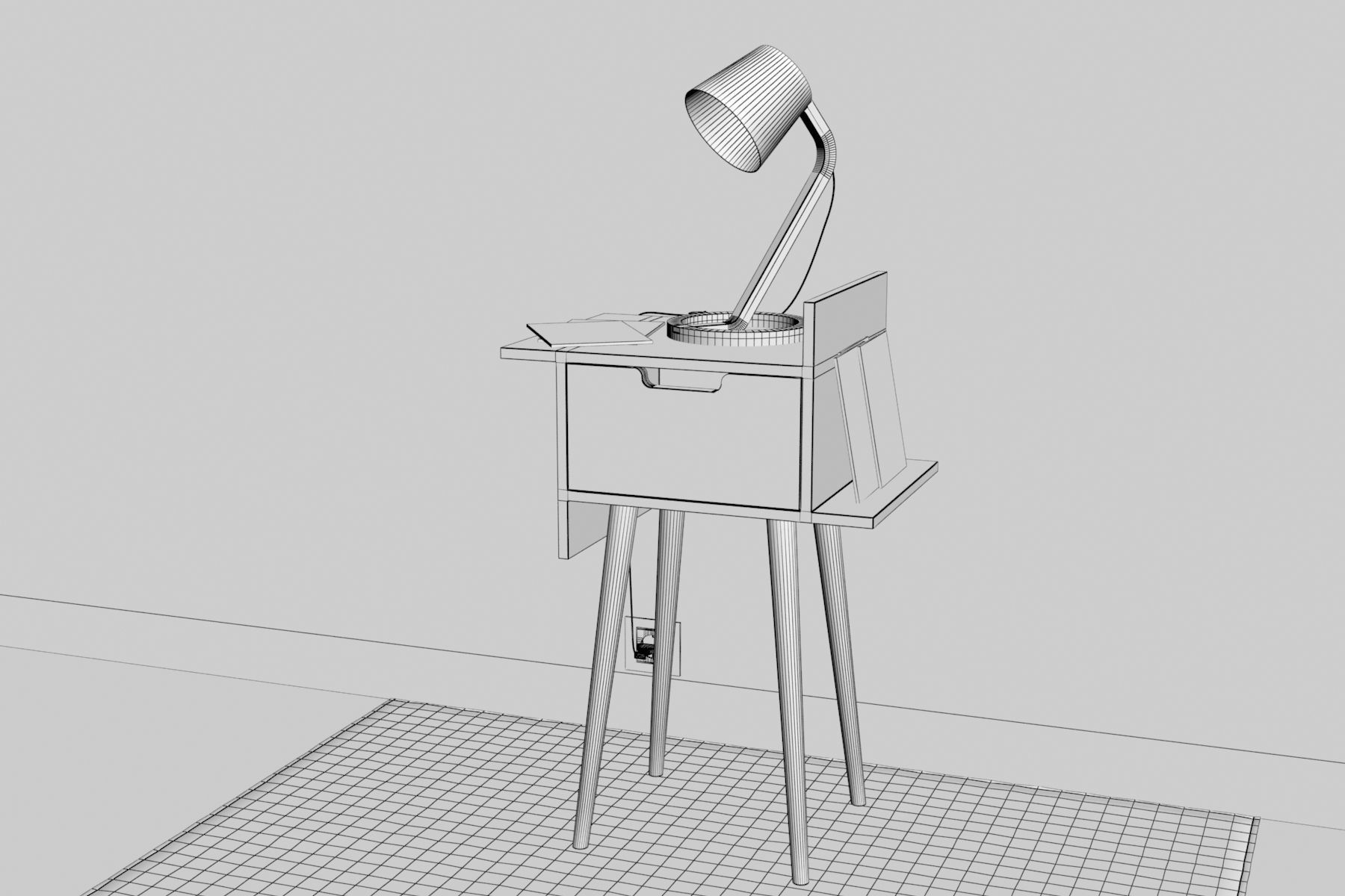 Bedside Table - Set Decoration Bedroom 02 3D model_5