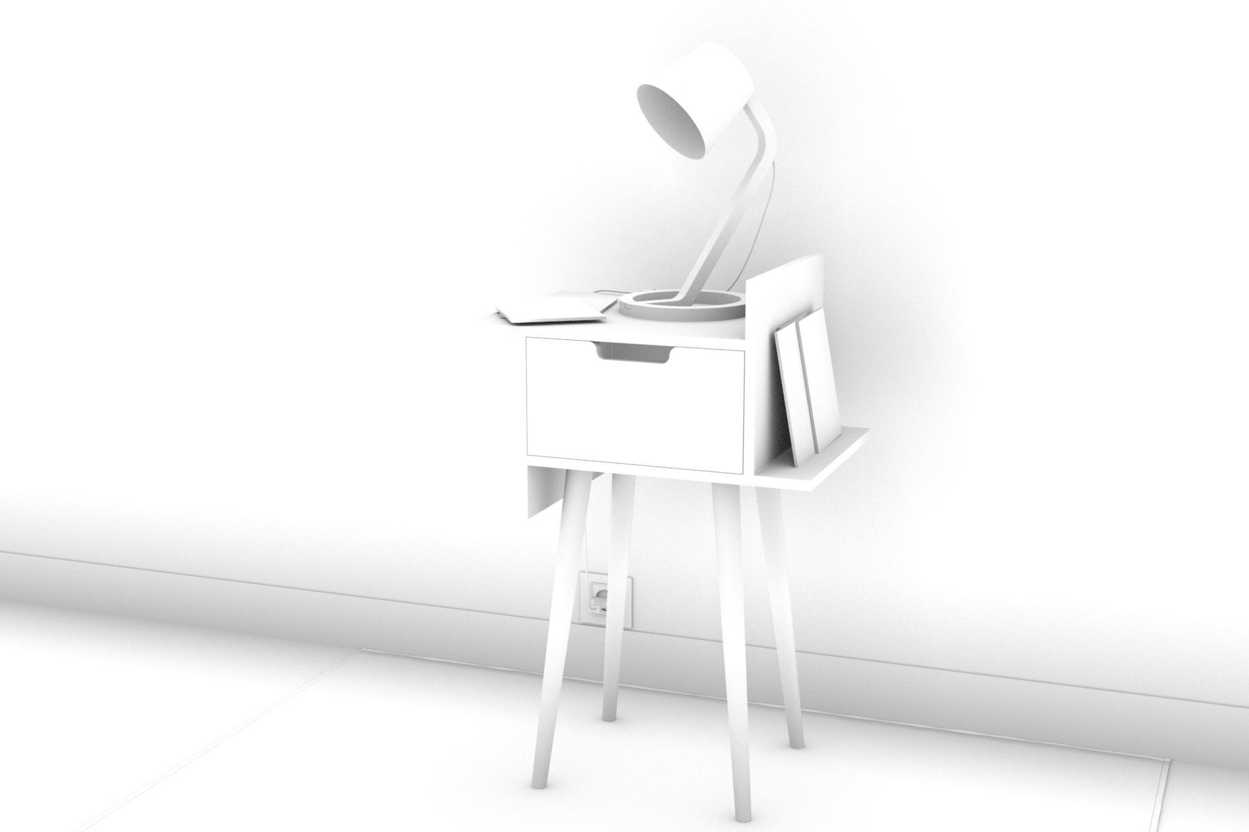 Bedside Table - Set Decoration Bedroom 02 3D model_3