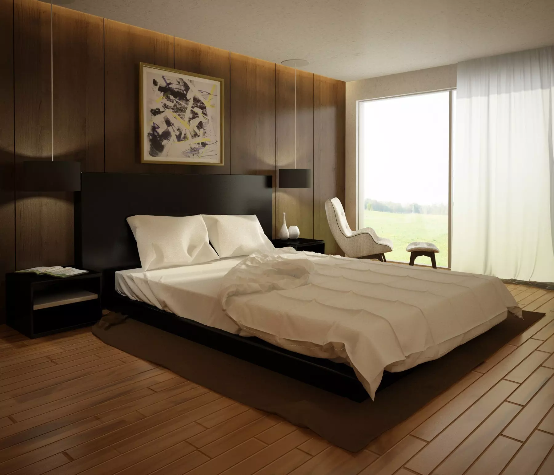 Interior Bedroom Day 001 3D model 3D model