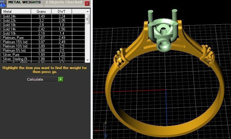 Ring classic diamond set  3D print model_3