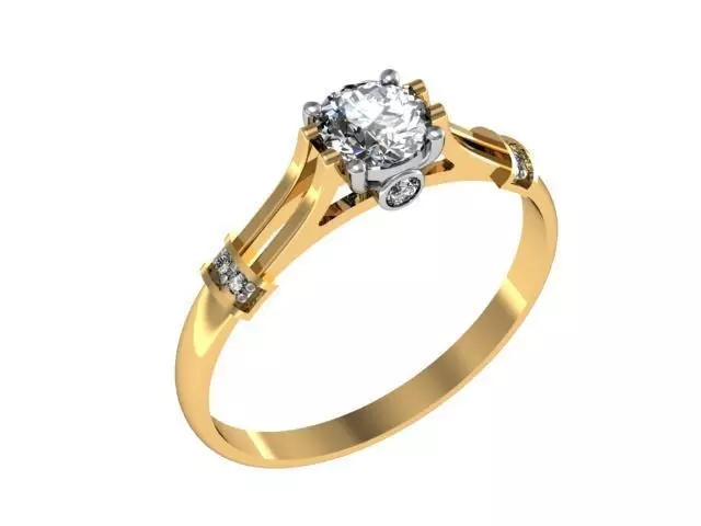 Ring classic diamond set  3D print model_0