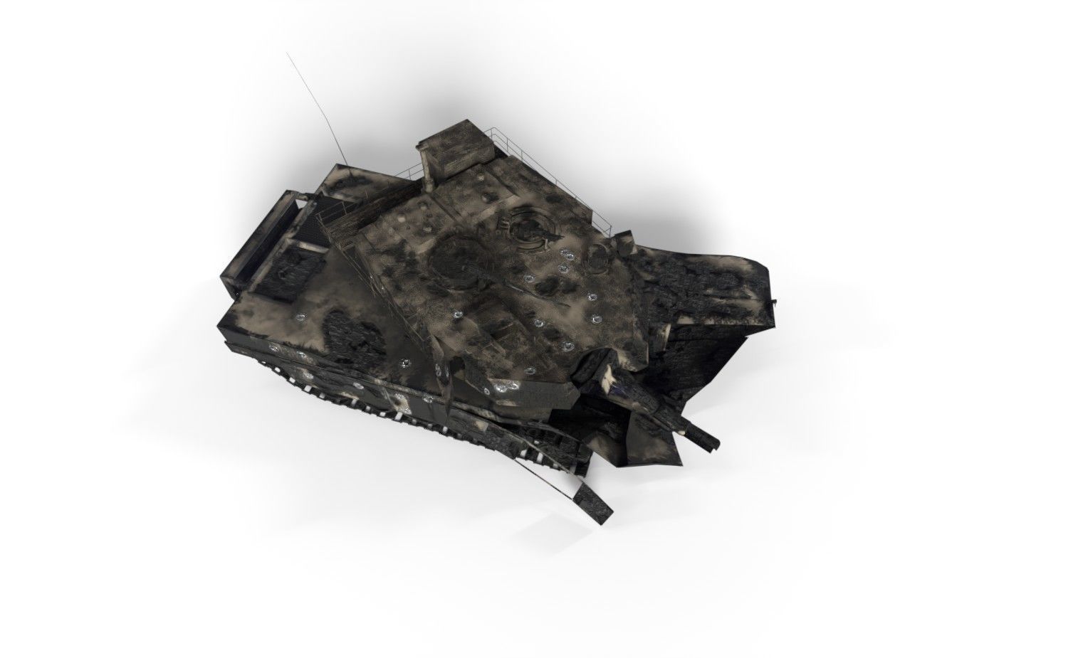 Tank Destroyed Low-poly 3D model_9