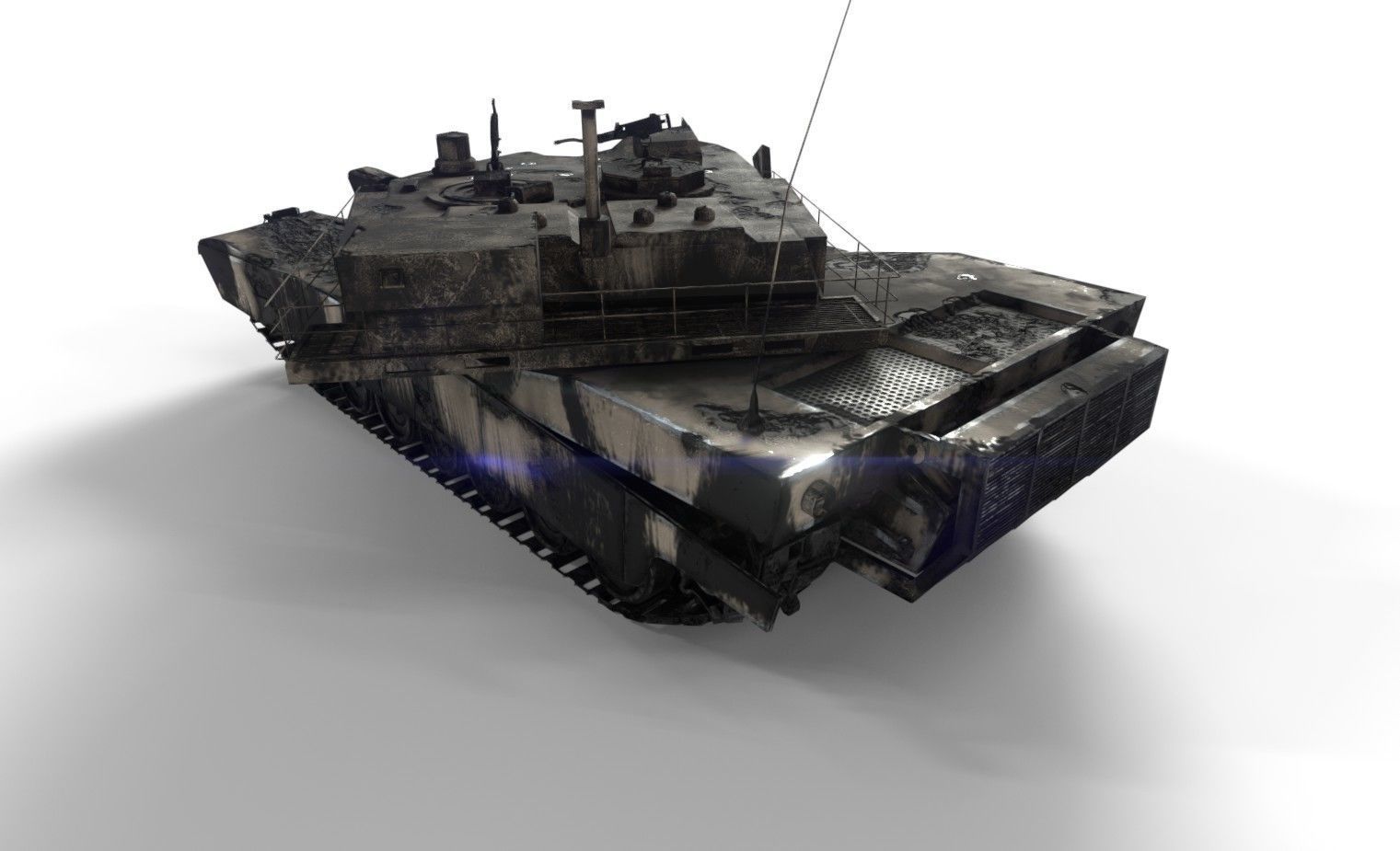 Tank Destroyed Low-poly 3D model_3