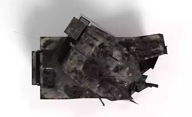 Tank Destroyed Low-poly 3D model