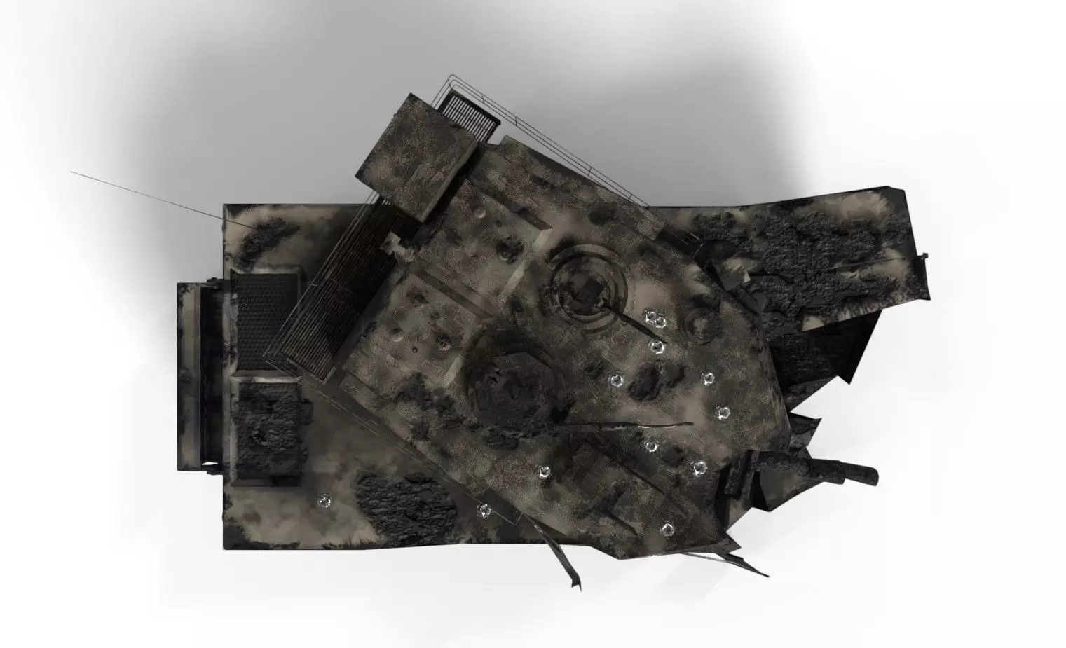 Tank Destroyed Low-poly 3D model_0