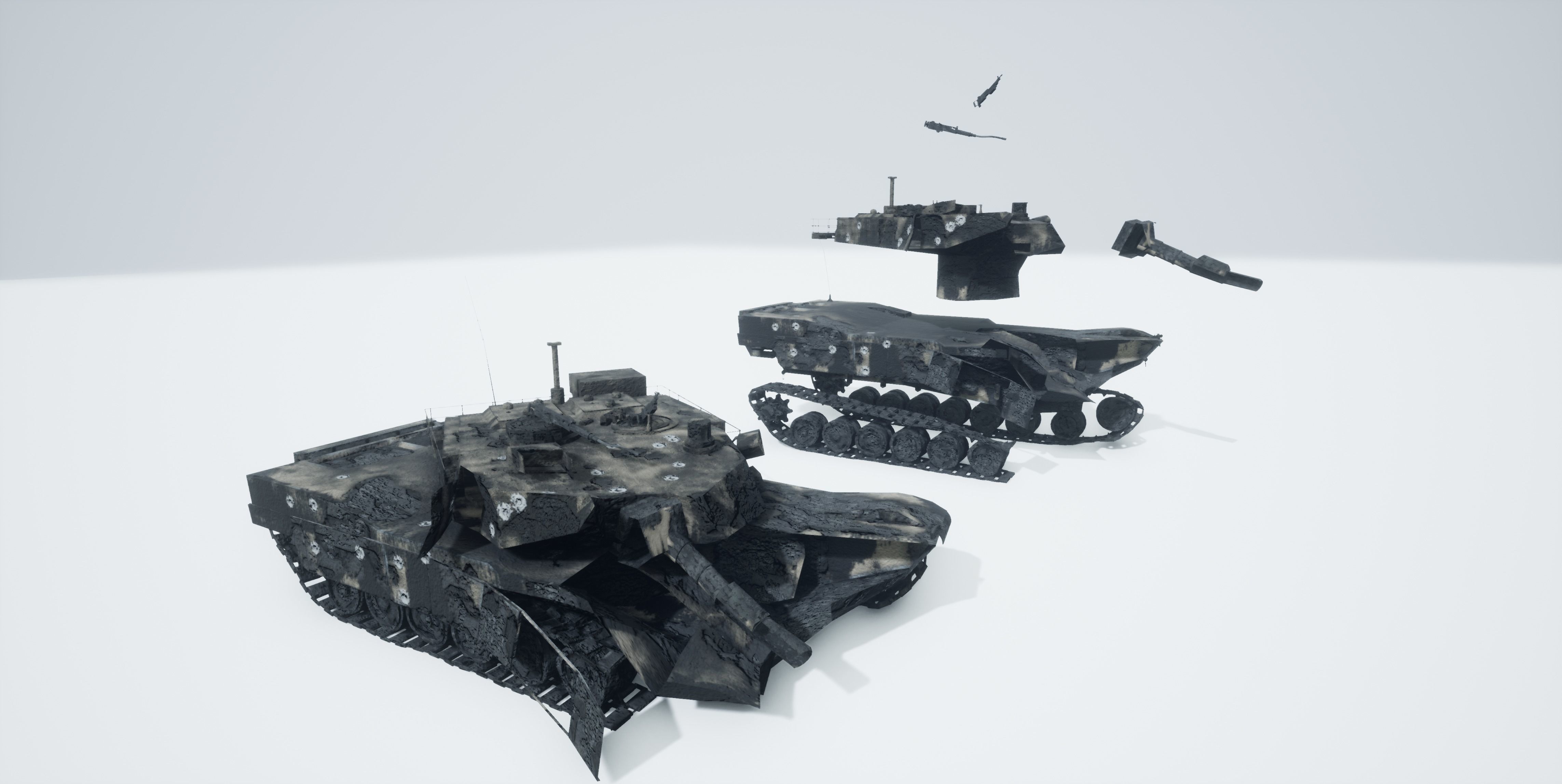 Tank Destroyed Low-poly 3D model_17