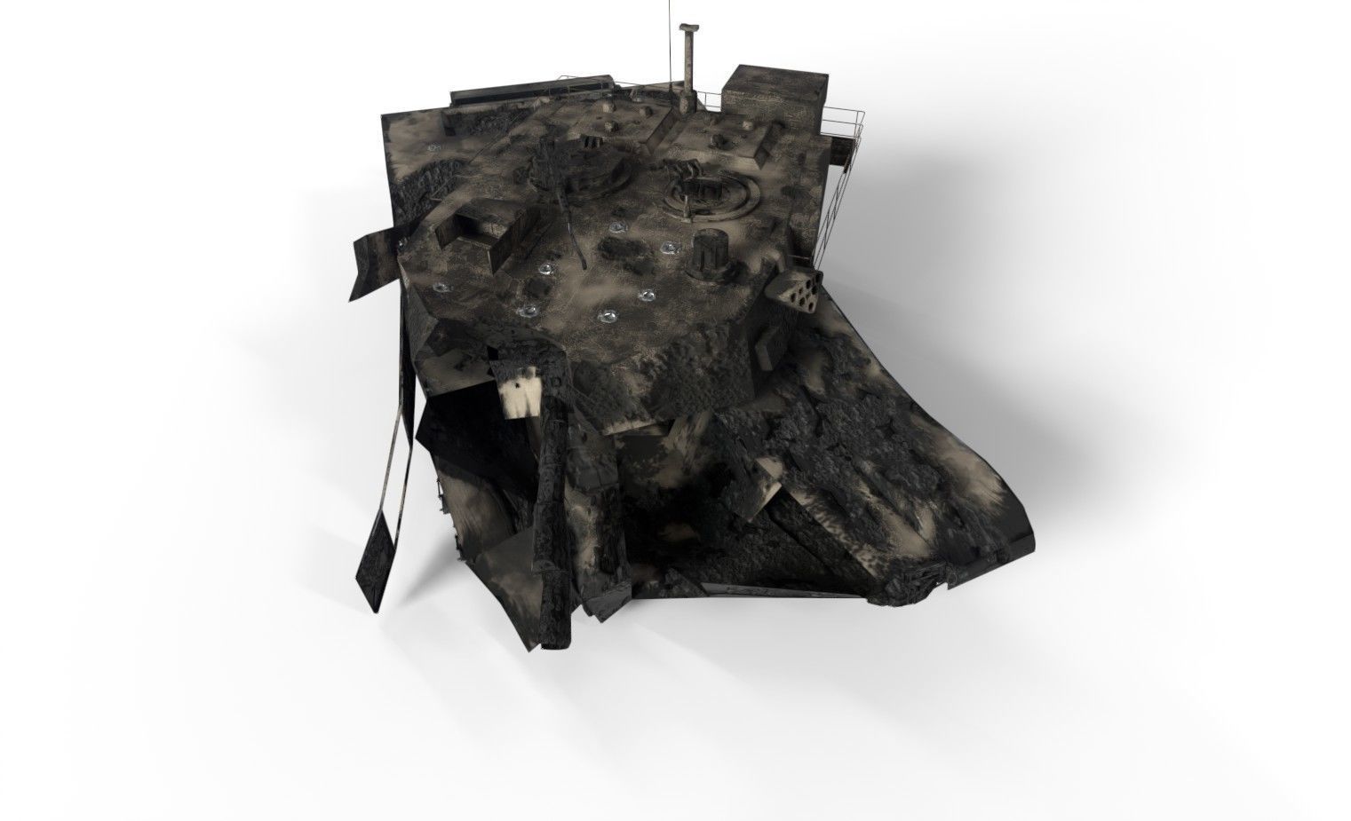 Tank Destroyed Low-poly 3D model_6