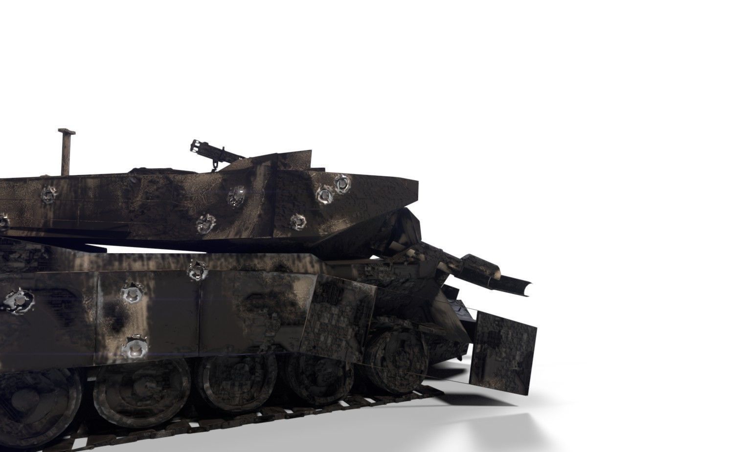 Tank Destroyed Low-poly 3D model_7