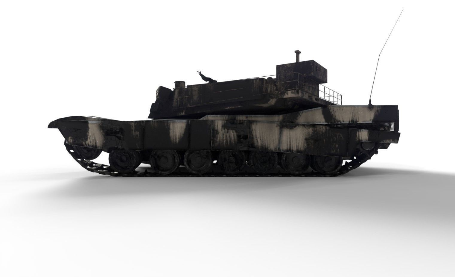 Tank Destroyed Low-poly 3D model_4
