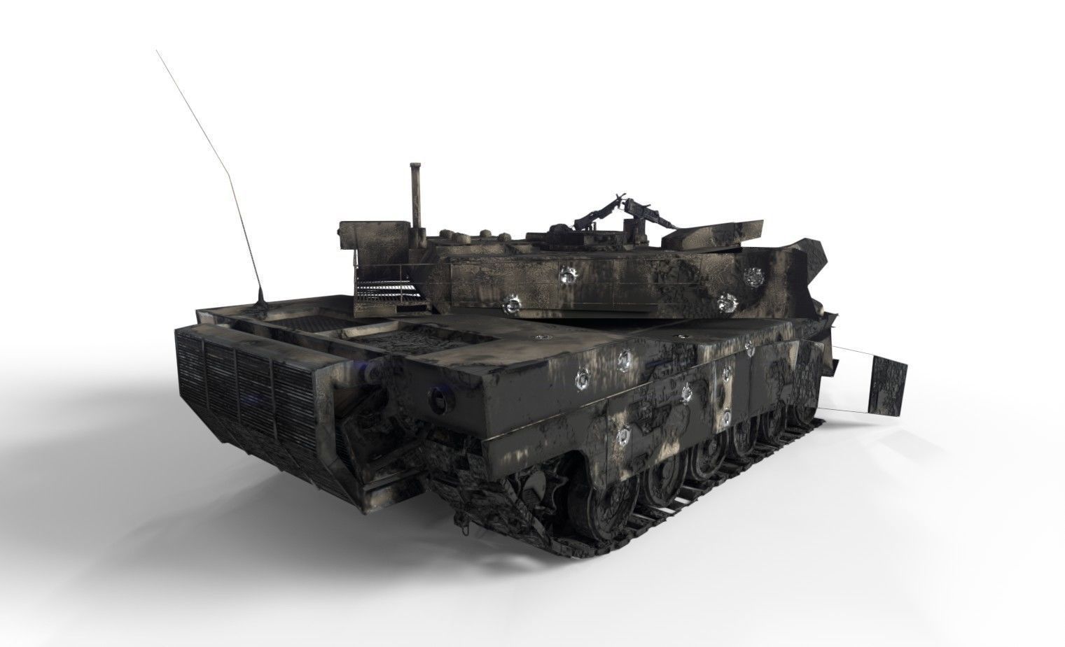 Tank Destroyed Low-poly 3D model_5