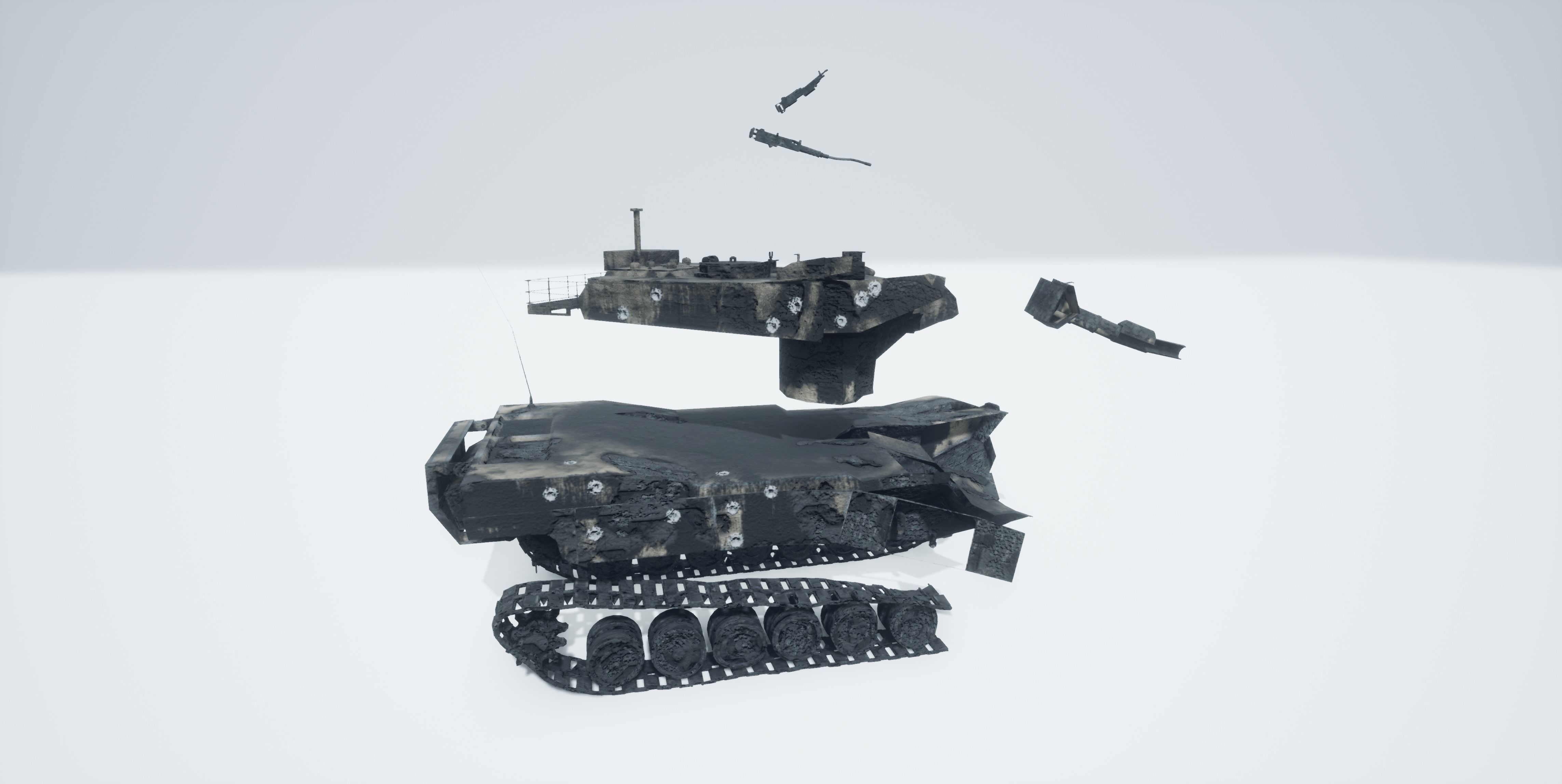Tank Destroyed Low-poly 3D model_14