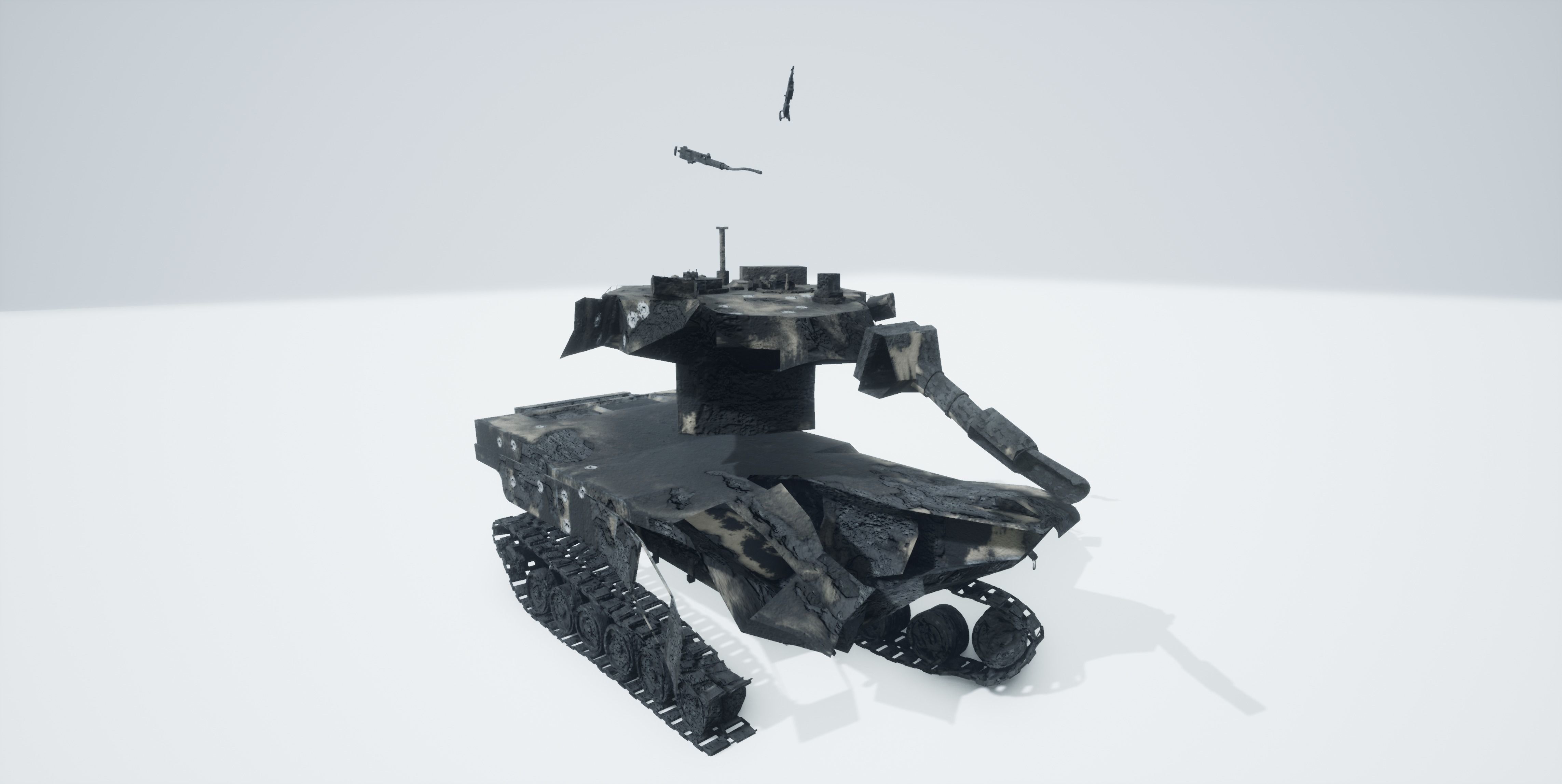 Tank Destroyed Low-poly 3D model_15