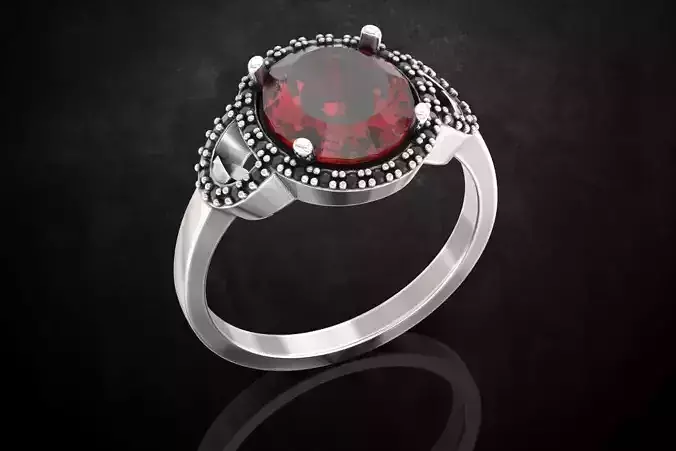 Stylish ring with stones and with a big oval 368