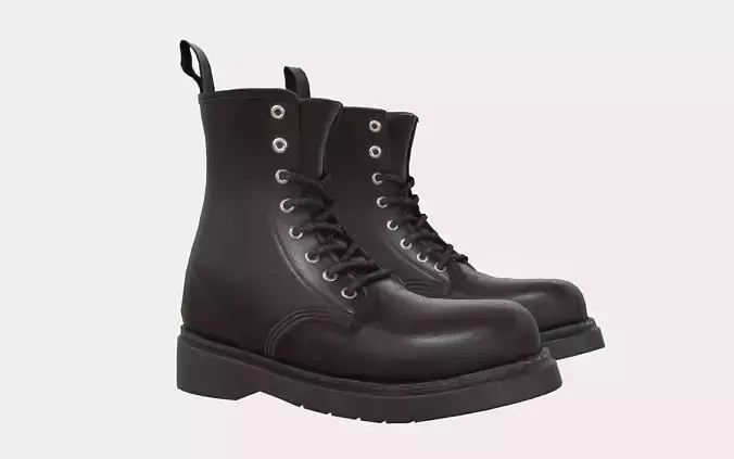 Black Leather Ankle Boots Low-poly 3D model