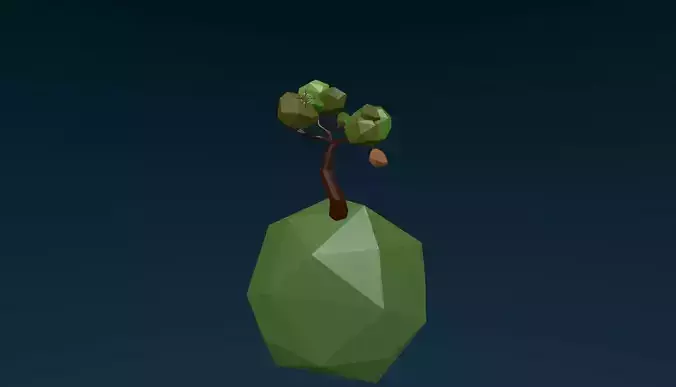 Low-Poly Tree on rock