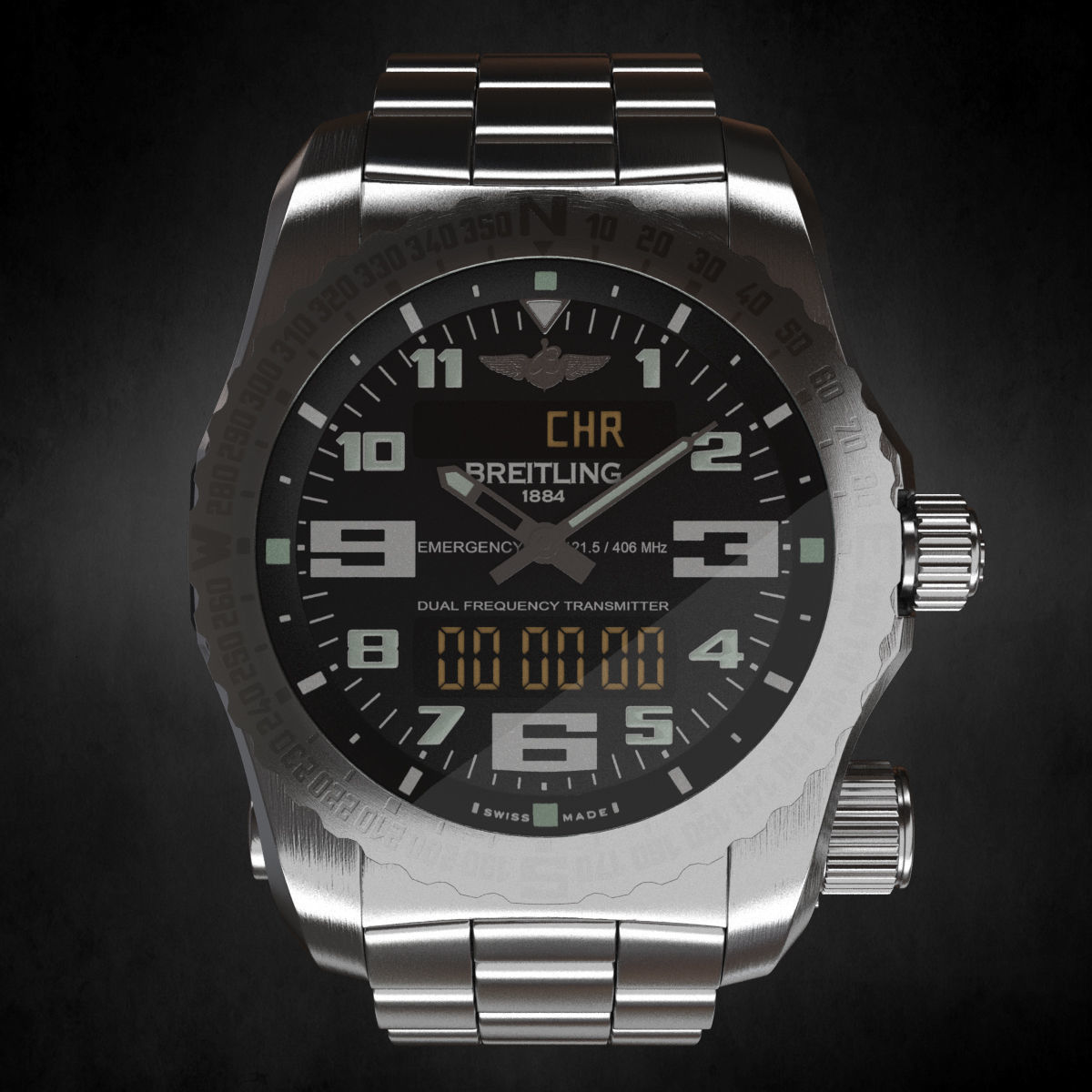 Breitling Emergency II Watch  3D model_1